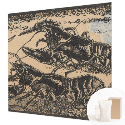 Large wallpaper mural featuring a water crayfish motif