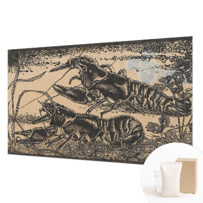 Large wallpaper mural featuring a water crayfish motif