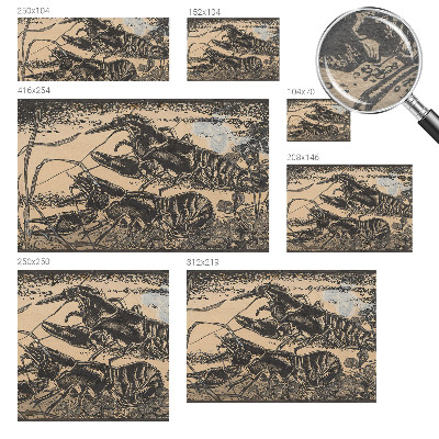 Large wallpaper mural featuring a water crayfish motif