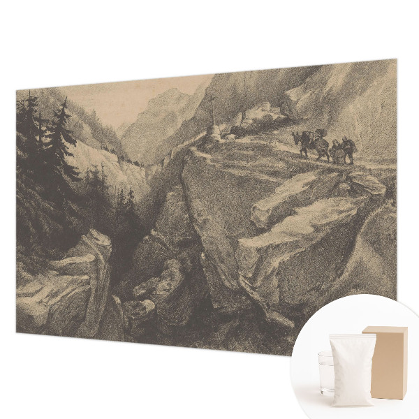 Large wall mural wallpaper with a picturesque mountain landscape