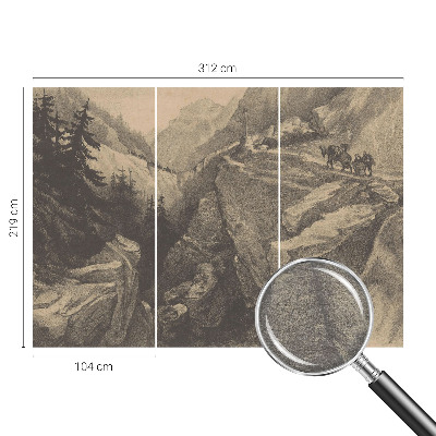 Large wall mural wallpaper with a picturesque mountain landscape