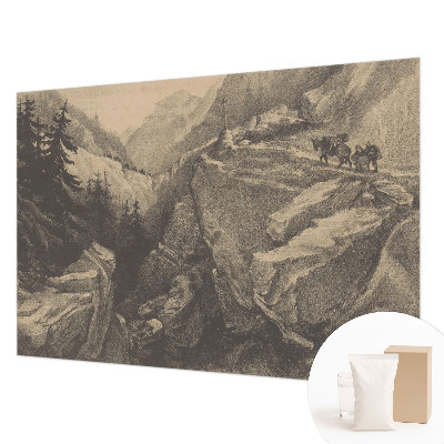Large wall mural wallpaper with a picturesque mountain landscape
