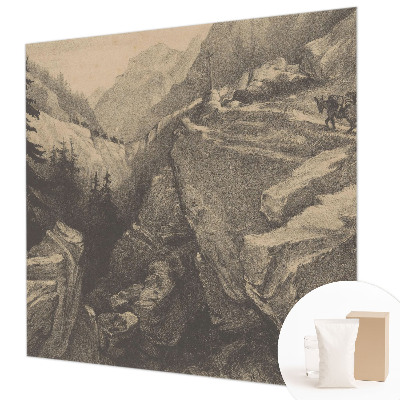 Large wall mural wallpaper with a picturesque mountain landscape
