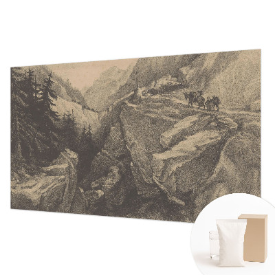 Large wall mural wallpaper with a picturesque mountain landscape