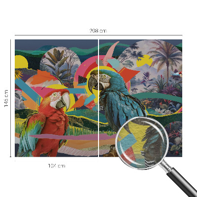 Custom size wall mural featuring exotic birds