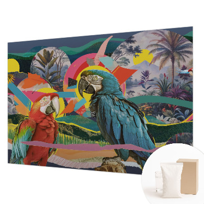 Custom size wall mural featuring exotic birds