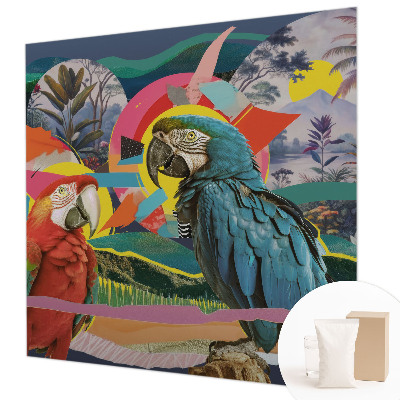 Custom size wall mural featuring exotic birds