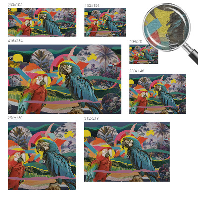 Custom size wall mural featuring exotic birds