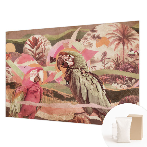 Modern wall mural for living room with a tropical birds design