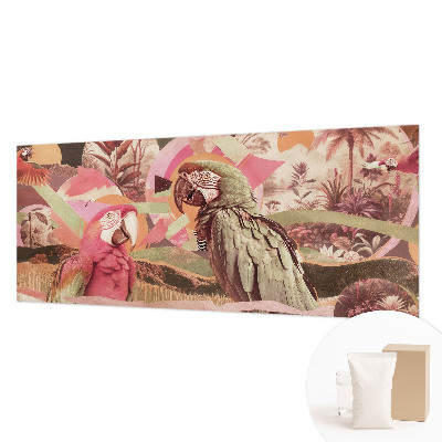 Modern wall mural for living room with a tropical birds design