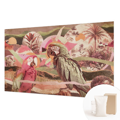 Modern wall mural for living room with a tropical birds design