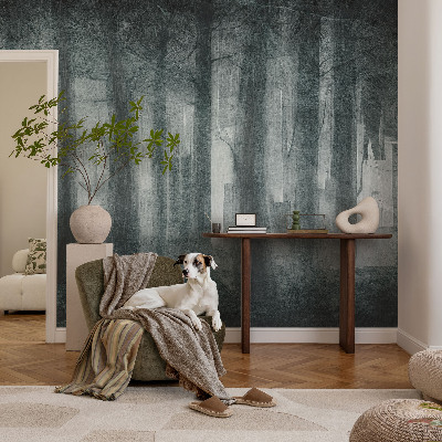 Modern wall mural with a mysterious forest motif
