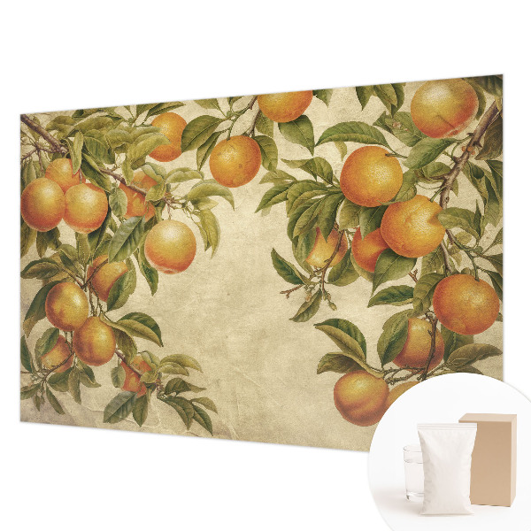 Premium photo wallpaper with a pattern of fruit branches