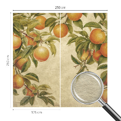 Premium photo wallpaper with a pattern of fruit branches