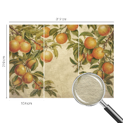 Premium photo wallpaper with a pattern of fruit branches