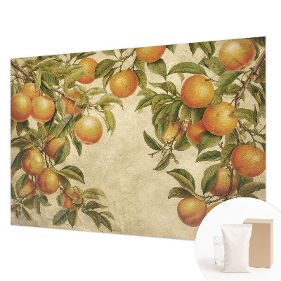 Premium photo wallpaper with a pattern of fruit branches