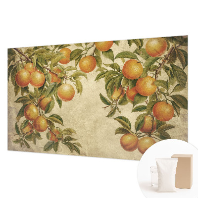 Premium photo wallpaper with a pattern of fruit branches