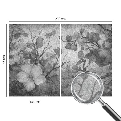Decorative wall mural for living room with a flower branch design