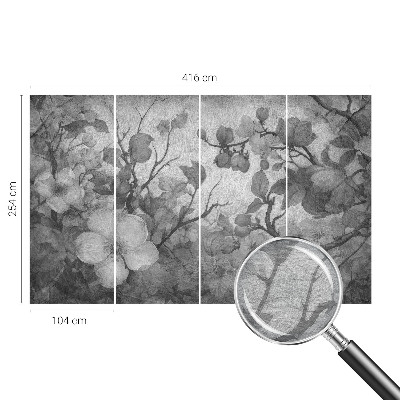 Decorative wall mural for living room with a flower branch design