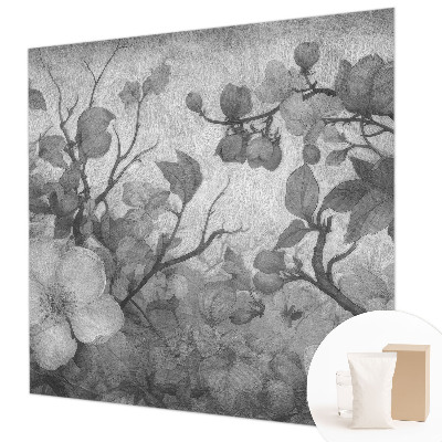 Decorative wall mural for living room with a flower branch design