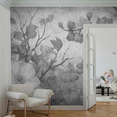 Decorative wall mural for living room with a flower branch design