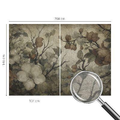 Non-woven photo wallpaper with a floral design