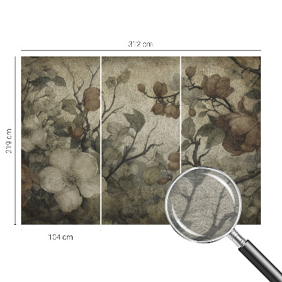 Non-woven photo wallpaper with a floral design