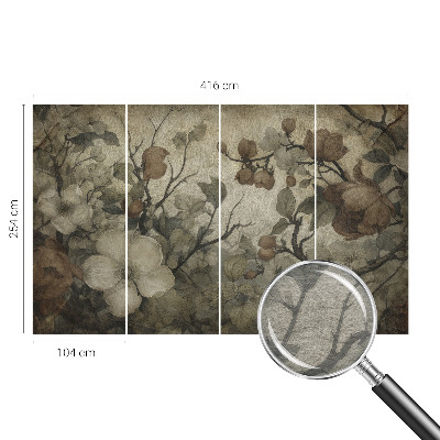 Non-woven photo wallpaper with a floral design