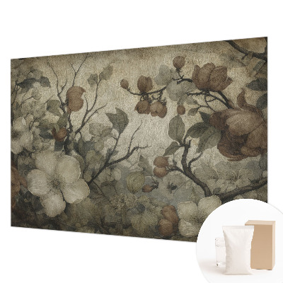 Non-woven photo wallpaper with a floral design