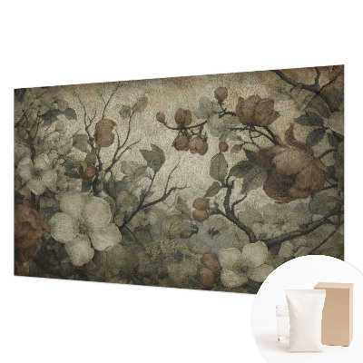 Non-woven photo wallpaper with a floral design