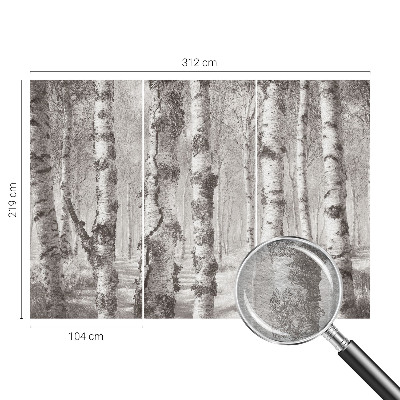 Photo wallpaper with a birch forest motif