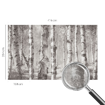 Photo wallpaper with a birch forest motif