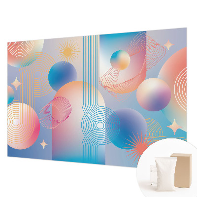 Large wall mural with a colorful abstract design