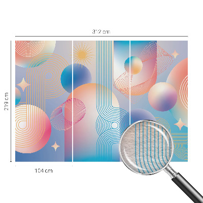 Large wall mural with a colorful abstract design