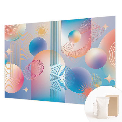 Large wall mural with a colorful abstract design
