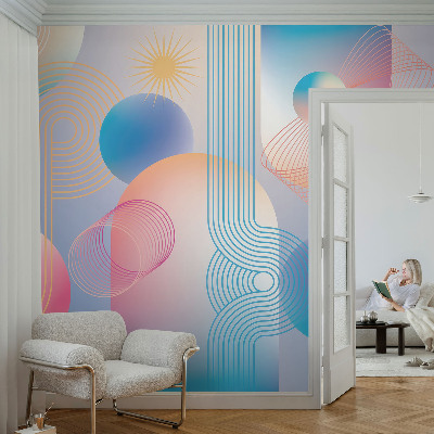 Large wall mural with a colorful abstract design