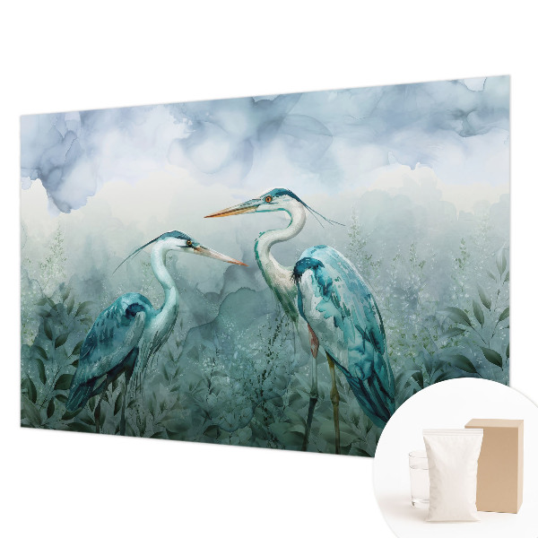 Large wallpaper mural featuring birds in a natural scene