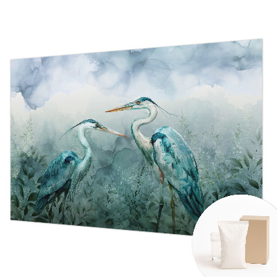 Large wallpaper mural featuring birds in a natural scene