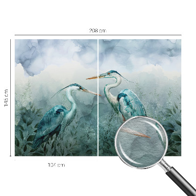 Large wallpaper mural featuring birds in a natural scene