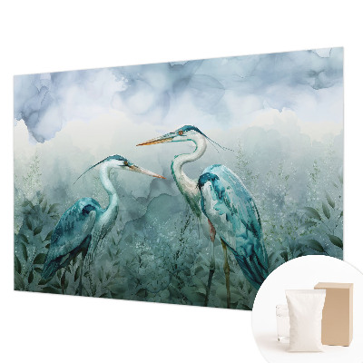 Large wallpaper mural featuring birds in a natural scene