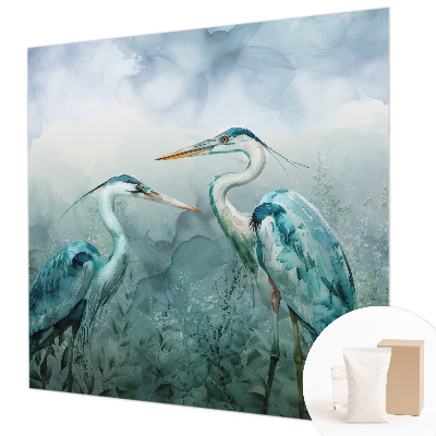 Large wallpaper mural featuring birds in a natural scene