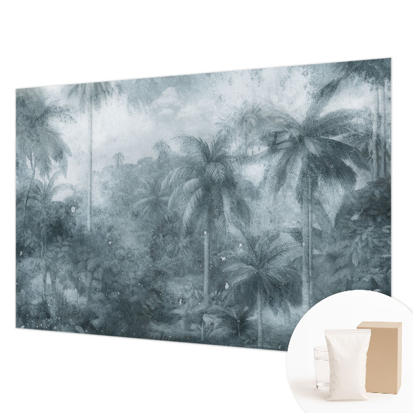 Custom size wall mural with tropical vegetation motif