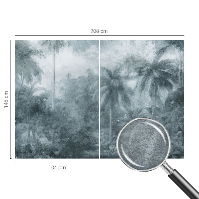 Custom size wall mural with tropical vegetation motif