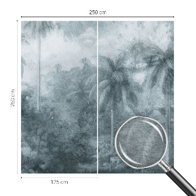 Custom size wall mural with tropical vegetation motif