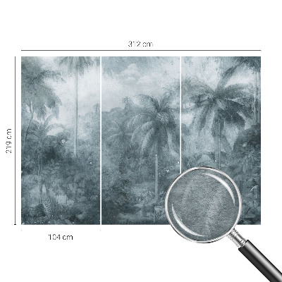Custom size wall mural with tropical vegetation motif