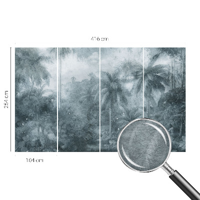 Custom size wall mural with tropical vegetation motif