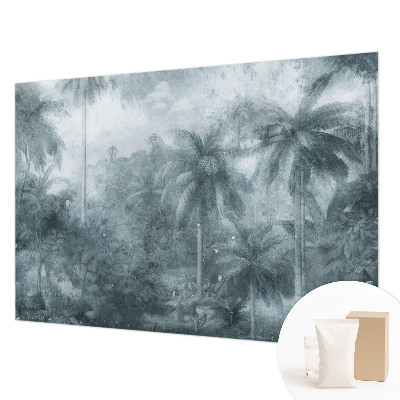 Custom size wall mural with tropical vegetation motif