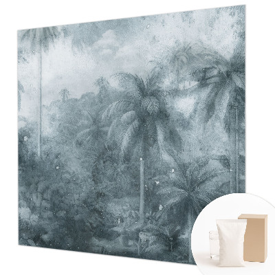 Custom size wall mural with tropical vegetation motif