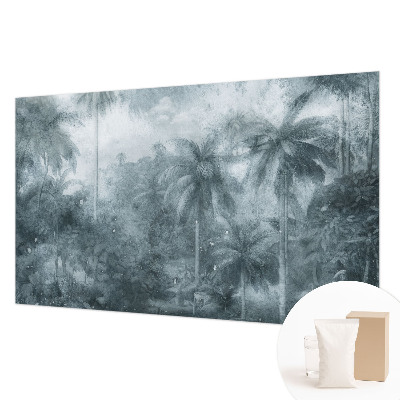 Custom size wall mural with tropical vegetation motif