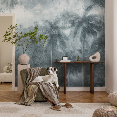 Custom size wall mural with tropical vegetation motif